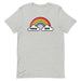 Athletic Heather - Cartoon rainbow with clouds reading "F*CK OFF" on a colorful and humorous t-shirt, ideal for a fun and outspoken fashion statement.