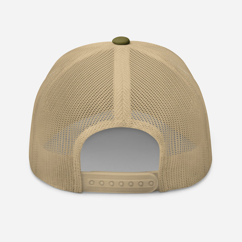 trucker cap with "Girl Scout Cookies" design, weed