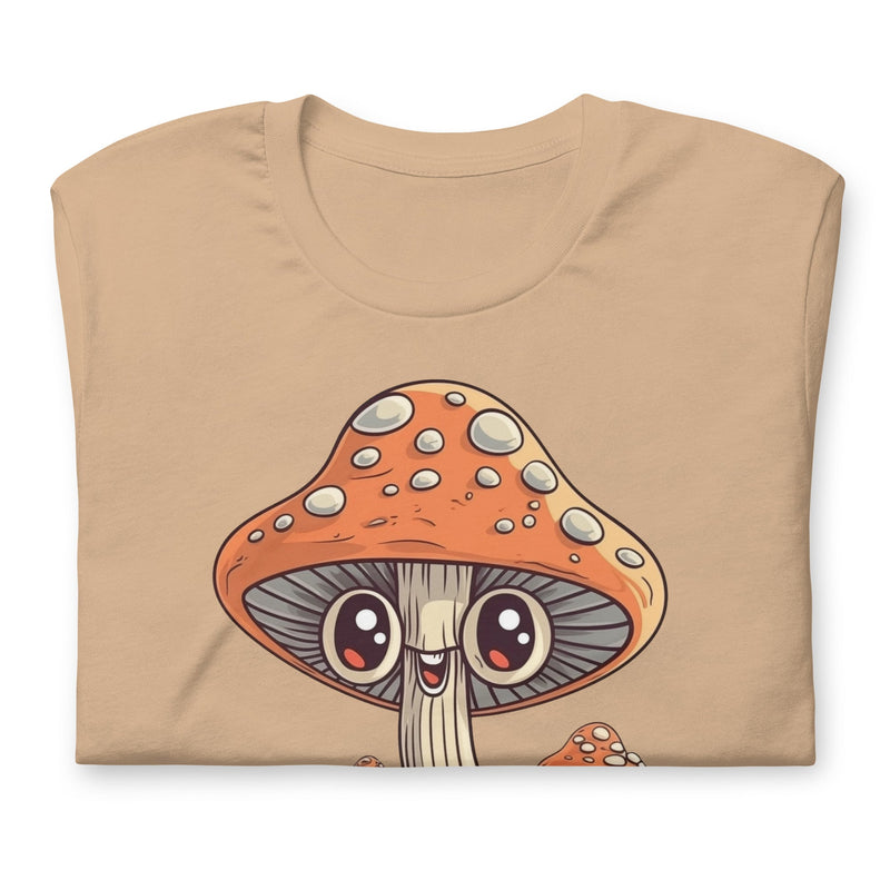 t-shirt with "Happy Mushroom" design, psychedelic