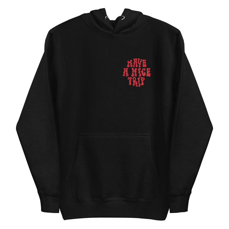 hoodie with "Have A Nice Trip Amanita" design, psychedelic, weed