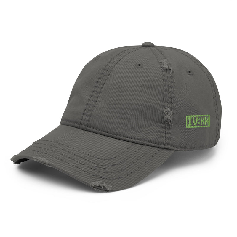 dad hat with "IV:XX" design, weed