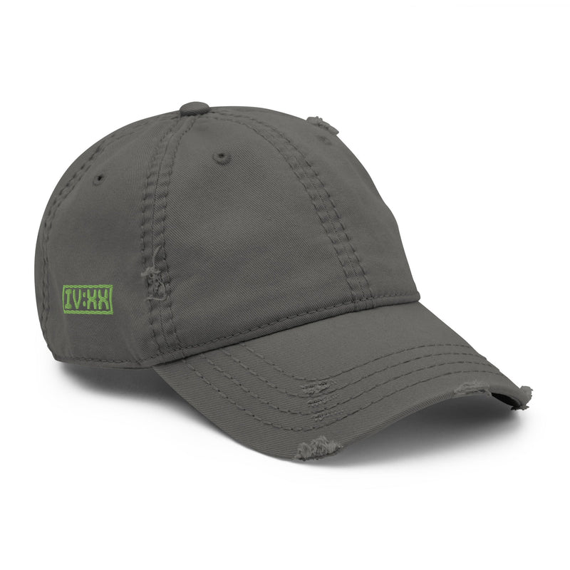 dad hat with "IV:XX" design, weed