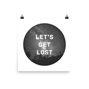 poster featuring "Let's Get Lost", black and white