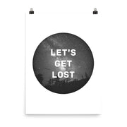 poster featuring "Let's Get Lost", black and white