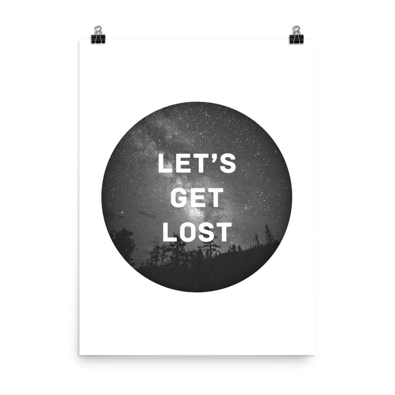 poster featuring "Let's Get Lost", black and white