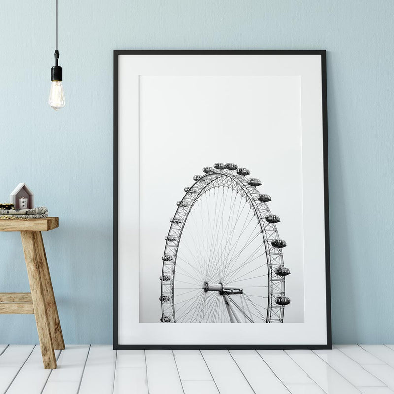 poster featuring "London Eye", black and white