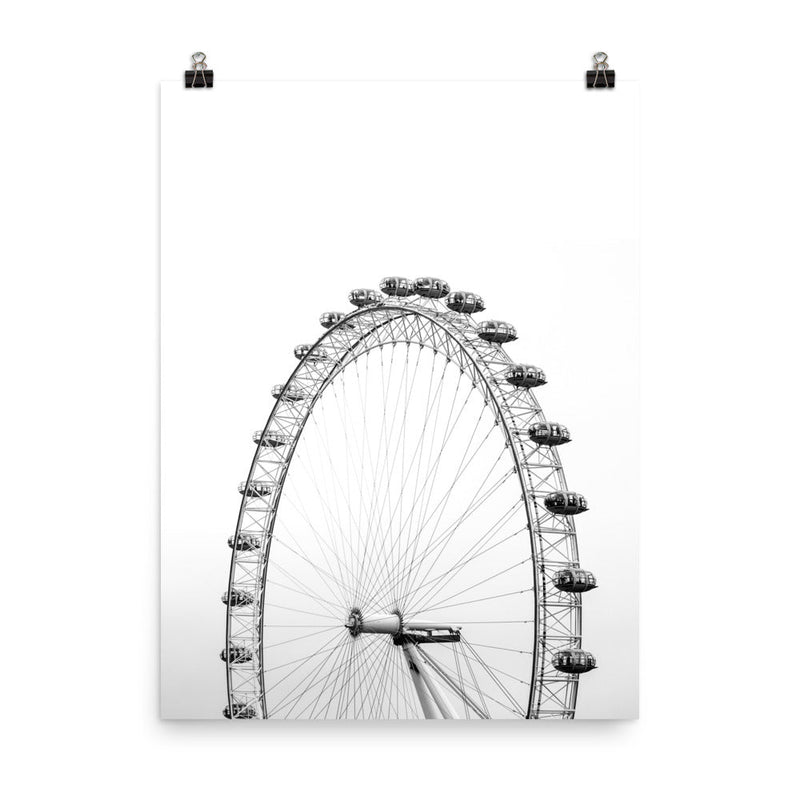 poster featuring "London Eye", black and white