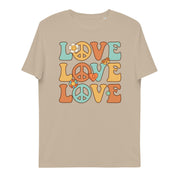 t-shirt with "Love Love Love" design, hippie