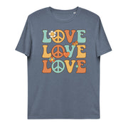 t-shirt with "Love Love Love" design, hippie
