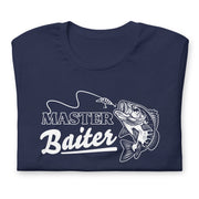t-shirt with "Master Baiter" design, fishing, funny