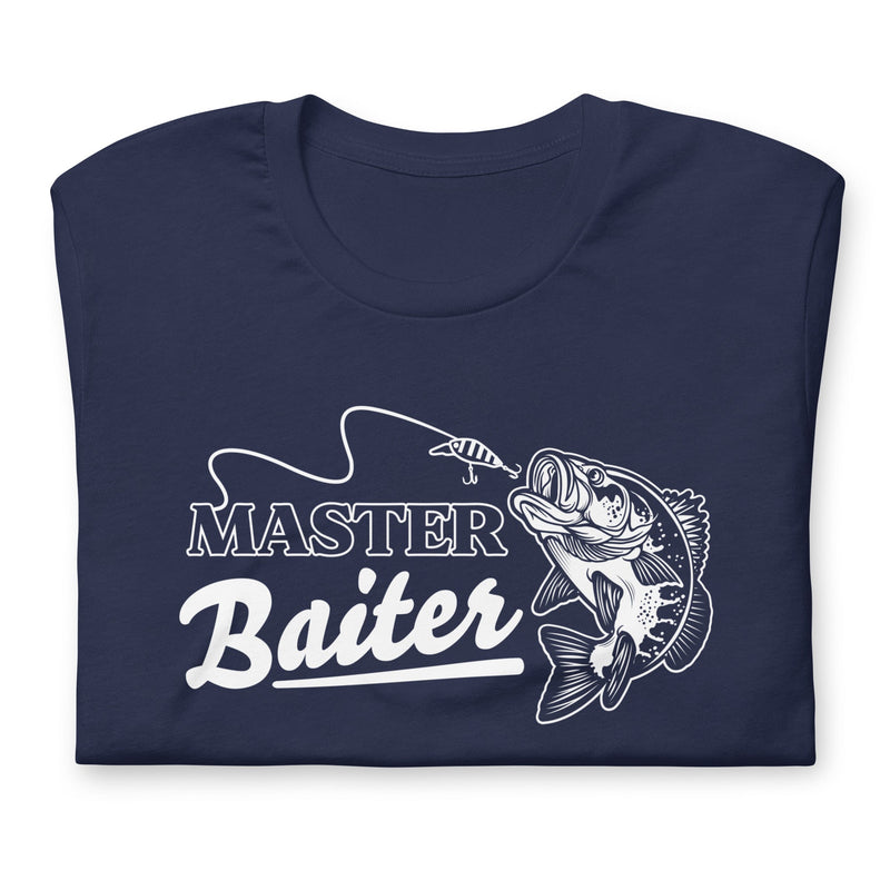 t-shirt with "Master Baiter" design, fishing, funny