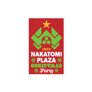 Sticker featuring the 1988 Nakatomi Plaza Christmas Party design from Die Hard, with a festive logo twist.