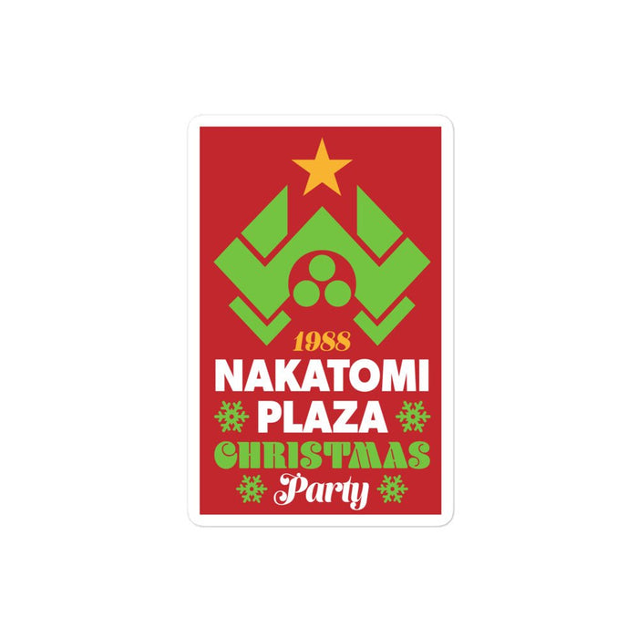 Sticker featuring the 1988 Nakatomi Plaza Christmas Party design from Die Hard, with a festive logo twist.