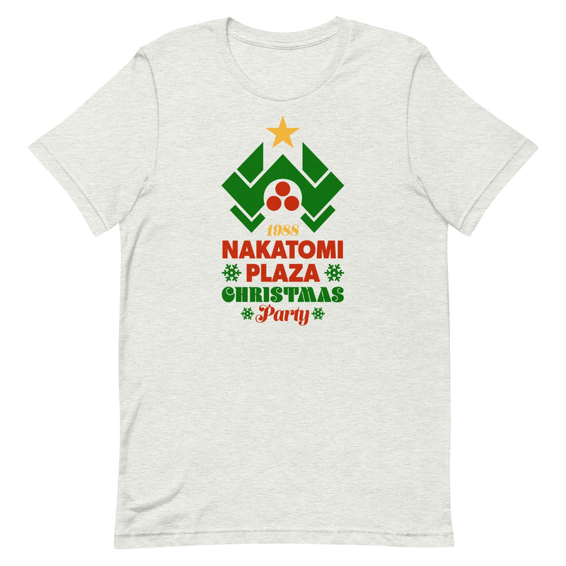 t-shirt with "Nakatomi Plaza Christmas Party" design, christmas, movies and tv
