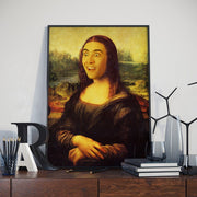 Framed poster of Nicolas Cage’s face edited onto the Mona Lisa painting.