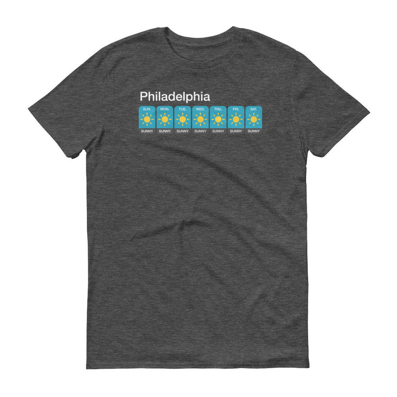 t-shirt with "Philadelphia Weather Forecast" design, movies and tv