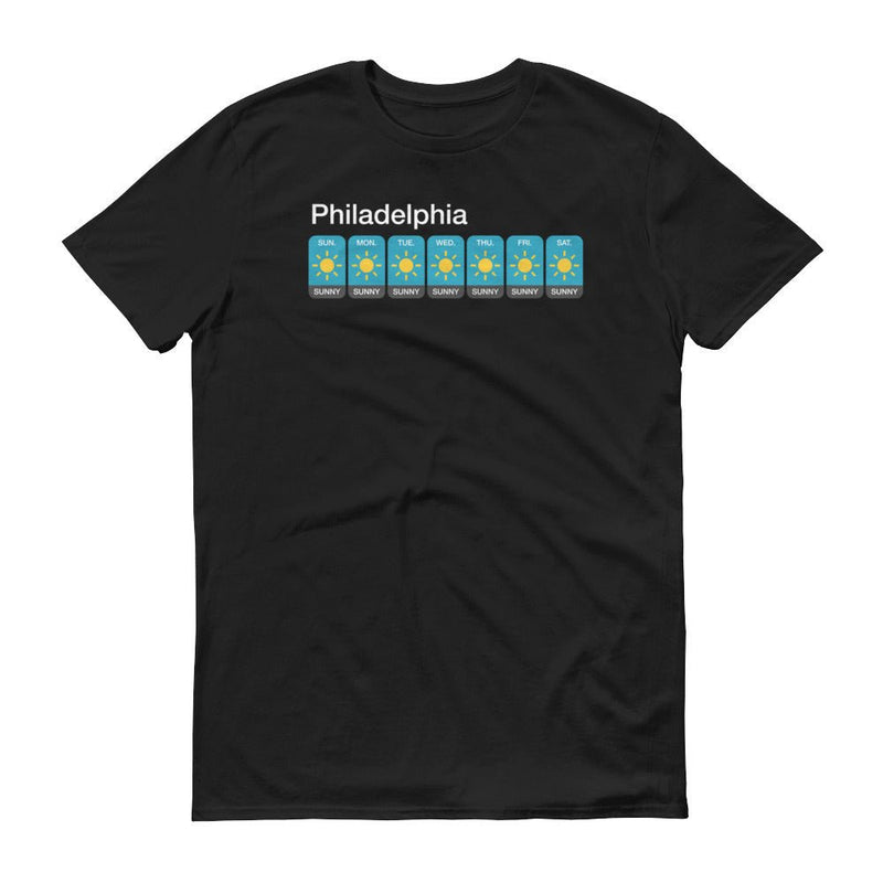 t-shirt with "Philadelphia Weather Forecast" design, movies and tv