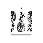 poster featuring "Pineapples", black and white