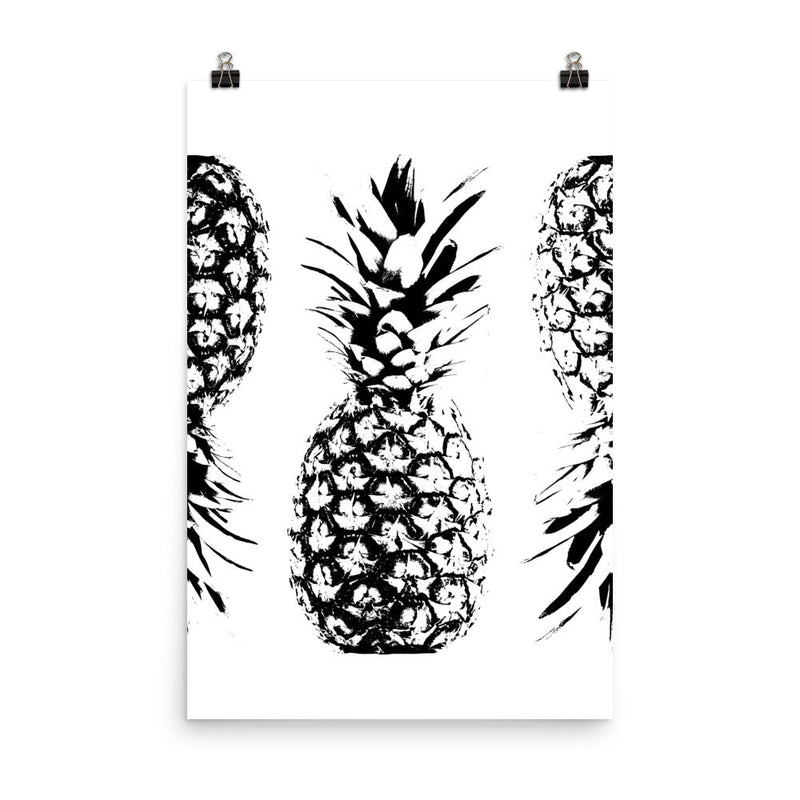 poster featuring "Pineapples", black and white