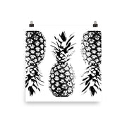 poster featuring "Pineapples", black and white
