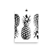 poster featuring "Pineapples", black and white