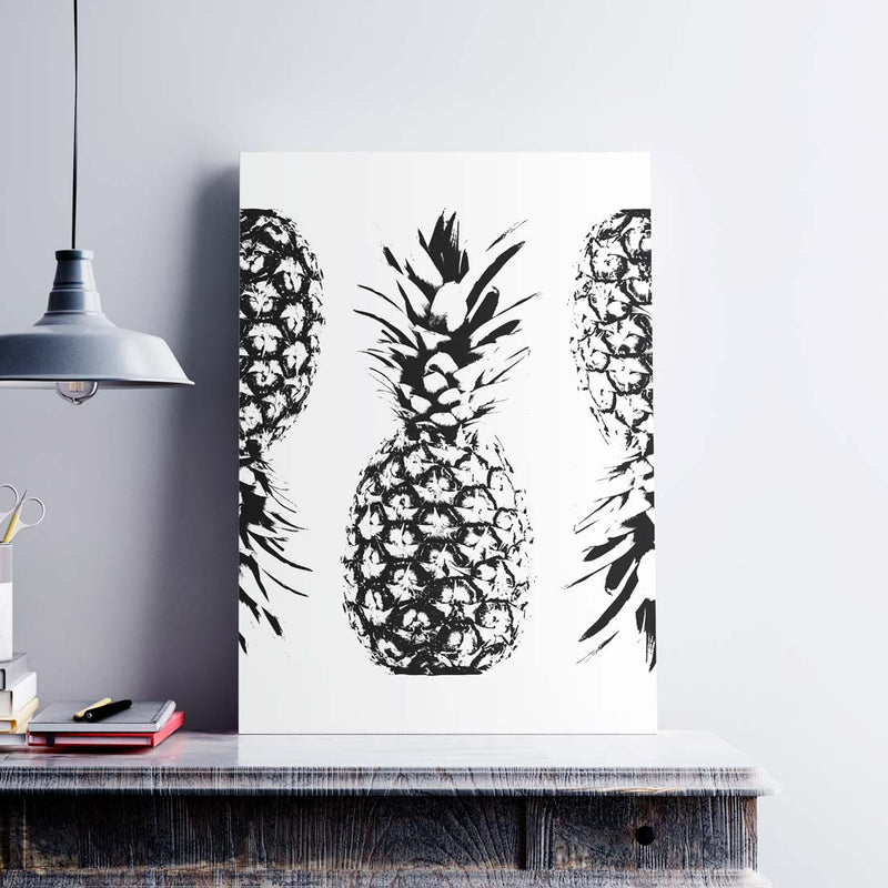 poster featuring "Pineapples", black and white