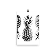 poster featuring "Pineapples", black and white