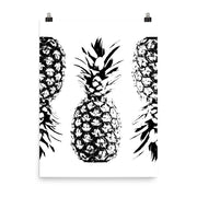 poster featuring "Pineapples", black and white