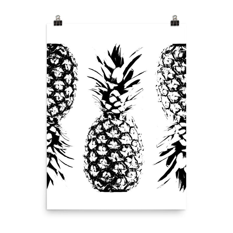 poster featuring "Pineapples", black and white