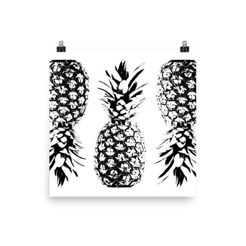 poster featuring "Pineapples", black and white