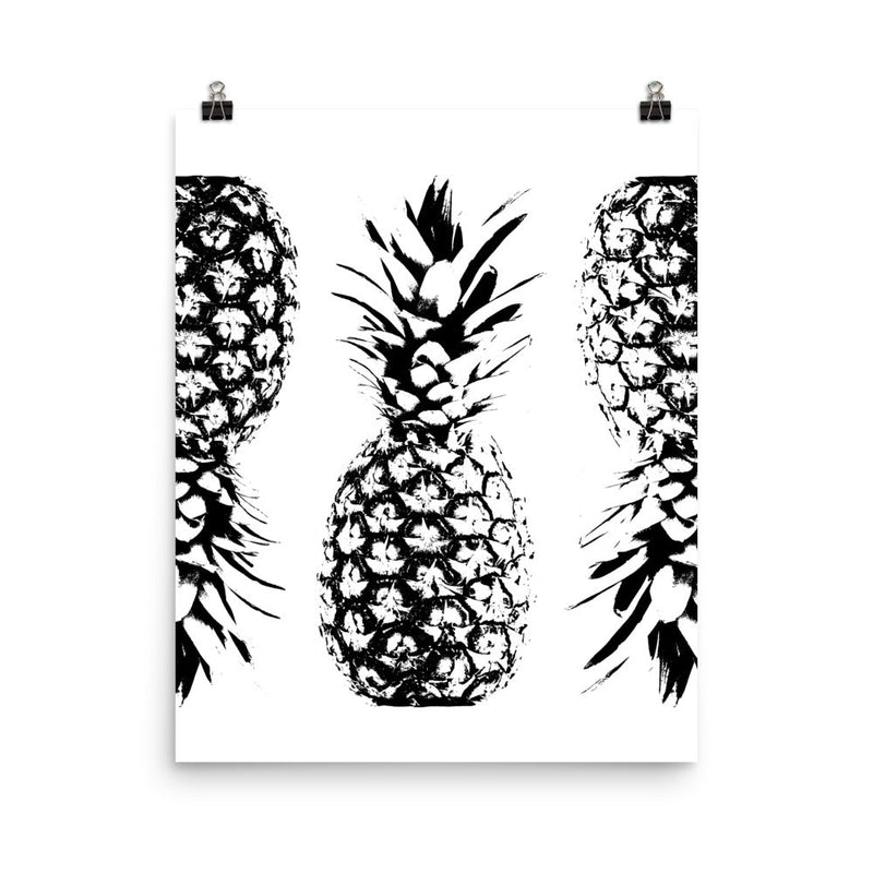 poster featuring "Pineapples", black and white