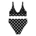 Back of Polka Pot High-waisted Bikini on a white background, showcasing its unique cannabis nug-pattern replacing traditional polka dots.