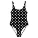 Black and white polka dot cannabis nugs on a swimsuit