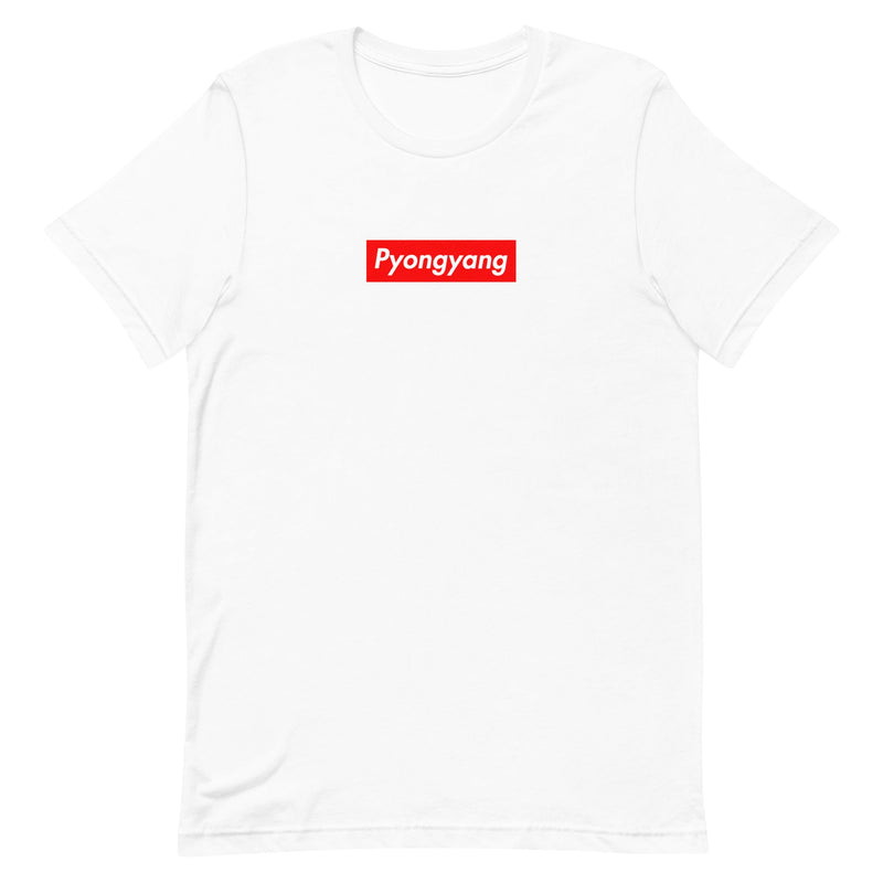 t-shirt with "Pyongyang" design, funny, parody, streetwear