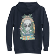 hoodie with "Take Me To Your Dealer" design, weed