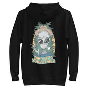 hoodie with "Take Me To Your Dealer" design, weed