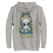 hoodie with "Take Me To Your Dealer" design, weed