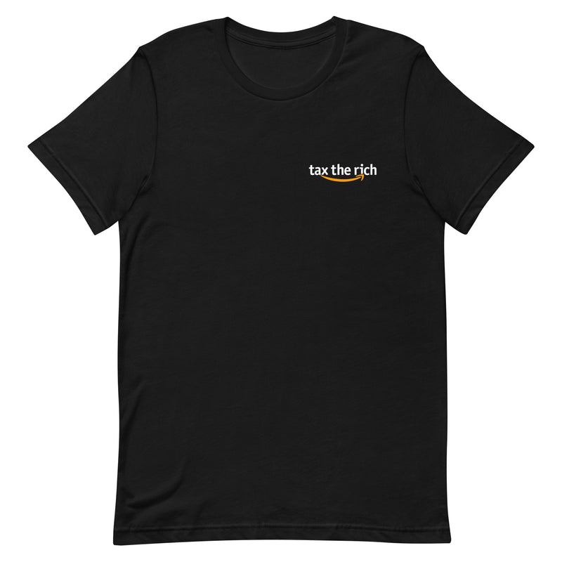 t-shirt with "Tax The Rich" design, anti-capitalism, parody, political