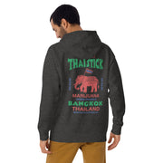 model wearing siam gold thai stick bangkok thailand - dark heather gray - stoner hoodie