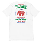 Siam Gold Thai Stick T-Shirt - White Color - Green Triangle Bangkok Thailand with elephant by Mongolife