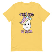 t-shirt with "The End Is Near Unicorn" design, funny