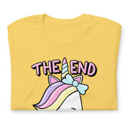 t-shirt with "The End Is Near Unicorn" design, funny