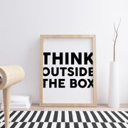 poster featuring "Think Outside The Box", black and white