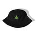 Green Weed Leaf Bucket Hat - Black Color 