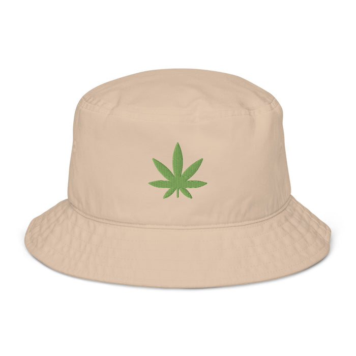 Green Weed Leaf Bucket Hat - Stone Color 