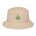 Green Weed Leaf Bucket Hat - Stone Color 