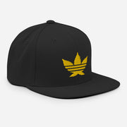 snapback hat with "Weedidas" design, weed