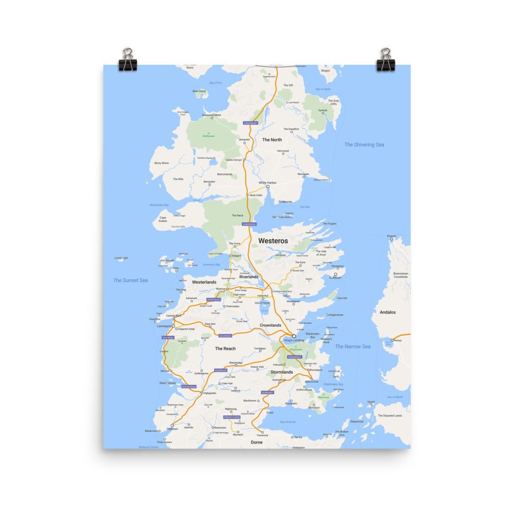 Westeros Google Maps Poster — Mongolife