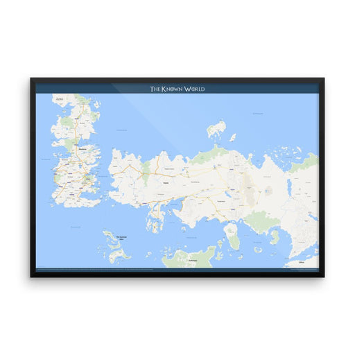 Westeros & Essos - Google Maps 2017 - Framed poster -  at Mongolife