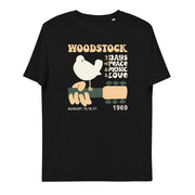 t-shirt with "Woodstock 69" design, hippie